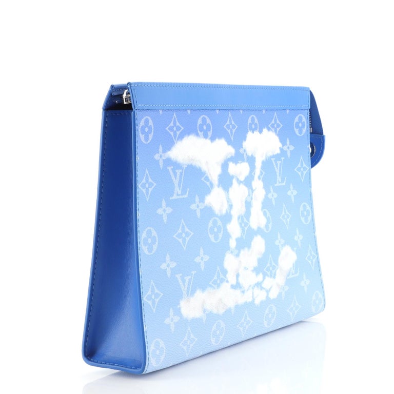 Louis Vuitton Pochette Voyage Limited Edition Monogram Bandana Leather MM  Blue 23656622