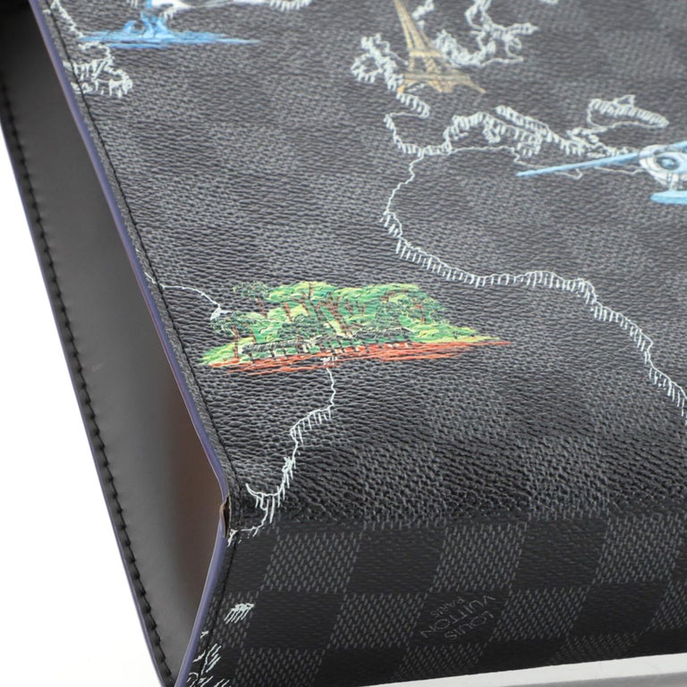 Black Louis Vuitton Damier Graphite Renaissance Map Danube Slim PM Cro –  Designer Revival