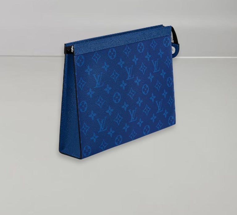 Louis Vuitton Pochette Voyage MM Pacific Blue Taiga Cowhide Leather For