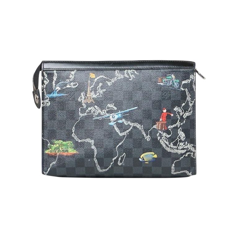 Louis Vuitton Pochette Voyage MM World Map Damier For Sale