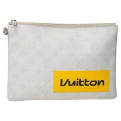 Louis Vuitton Clutch Bag Voyage PM Logo Story Monogram White