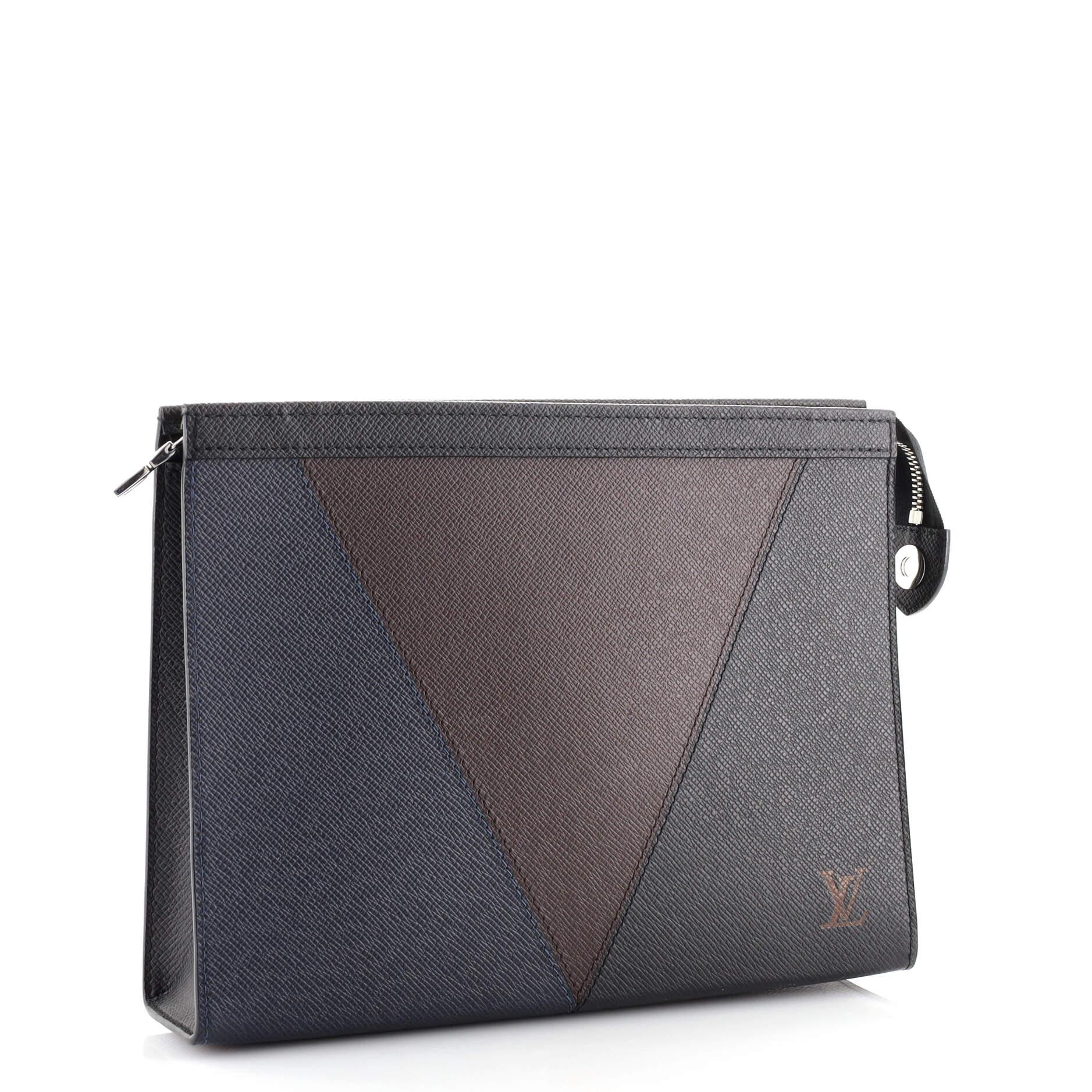 Black Louis Vuitton Pochette Voyage Taiga Leather MM