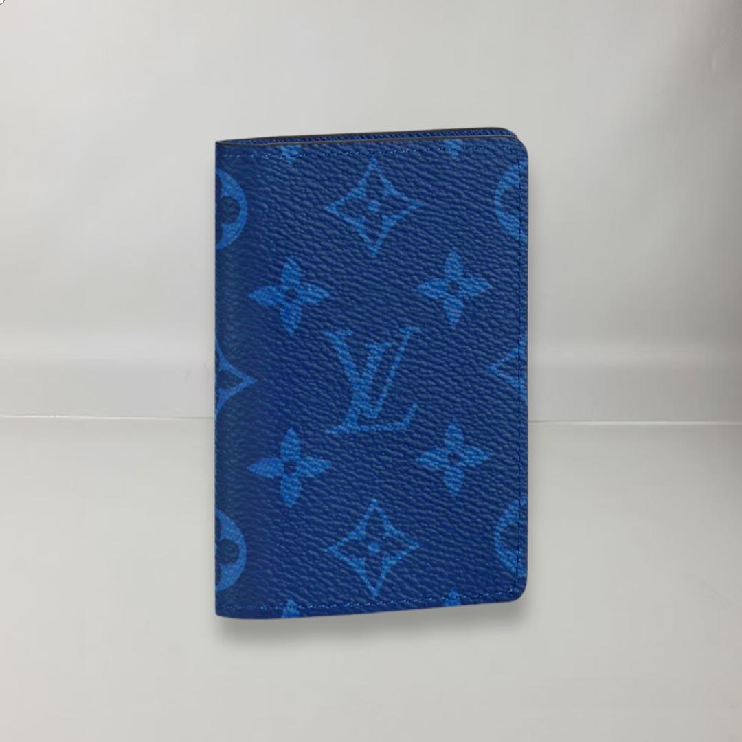 Louis Vuitton pocket organizer Navy blue Taïga cowhide leather  For Sale 1