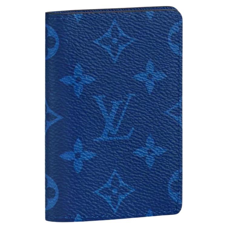 Louis Vuitton pocket organizer Navy blue Taïga cowhide leather  For Sale