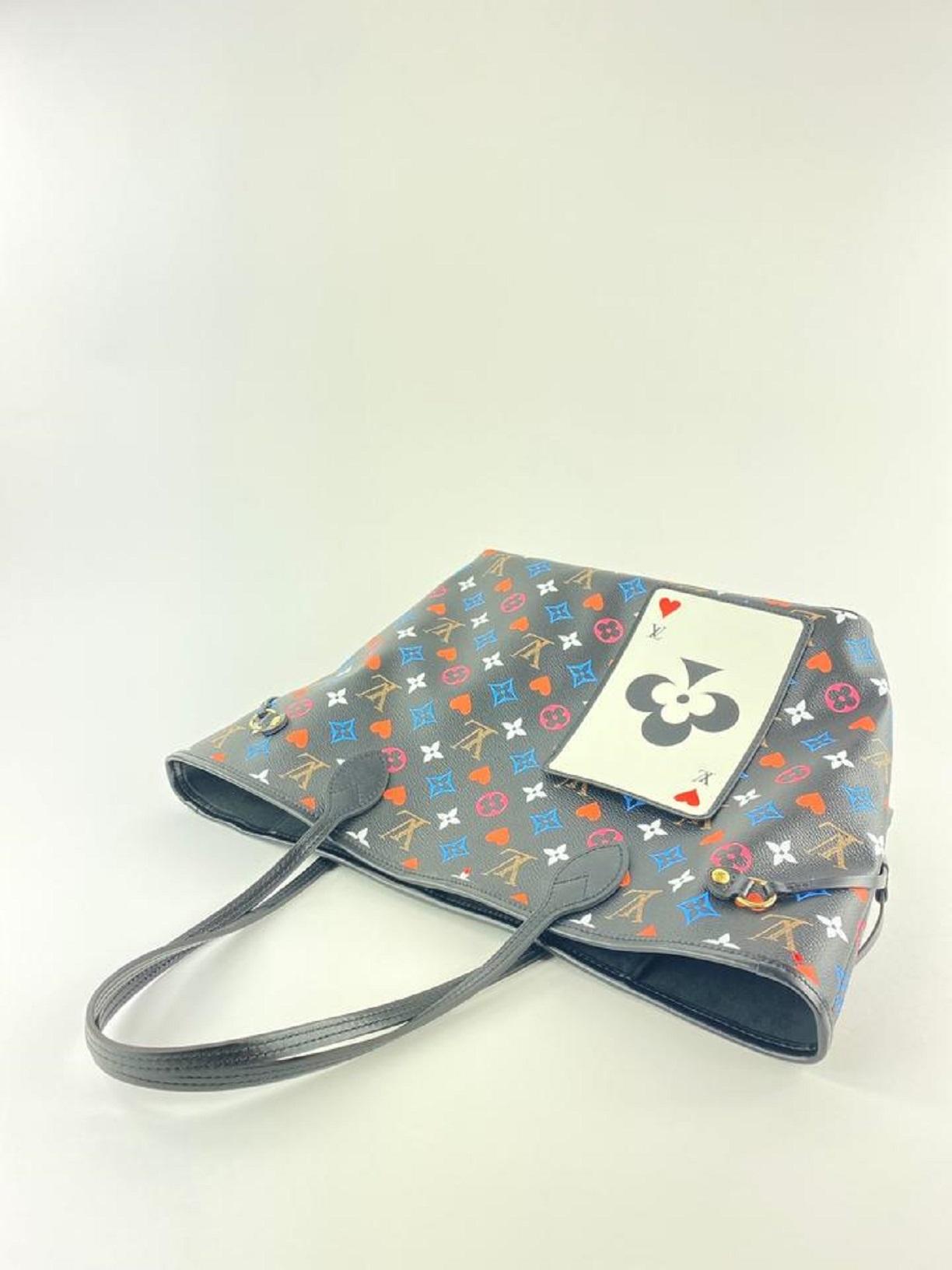 Louis Vuitton Poker Black Multicolor Game On Monogram Neverfull MM 21L1117 In New Condition In Dix hills, NY