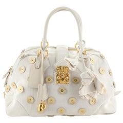 Louis Vuitton Polka Dot Panama Bowly Handbag Embellished Canvas 