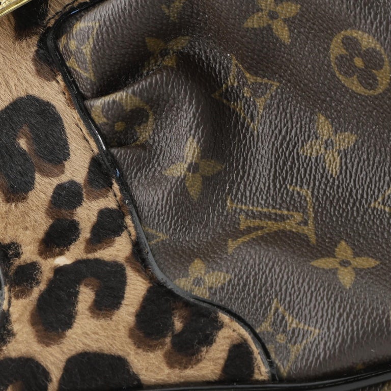 LOUIS VUITTON Polly Leopard Monogram Hobo Bag Brown