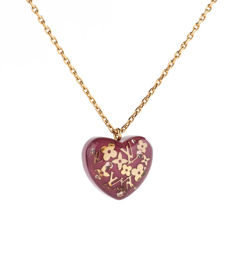 Louis Vuitton Heart Necklace Monogram LV Logo Pendentif Coeur Ankhlusion  w/Box