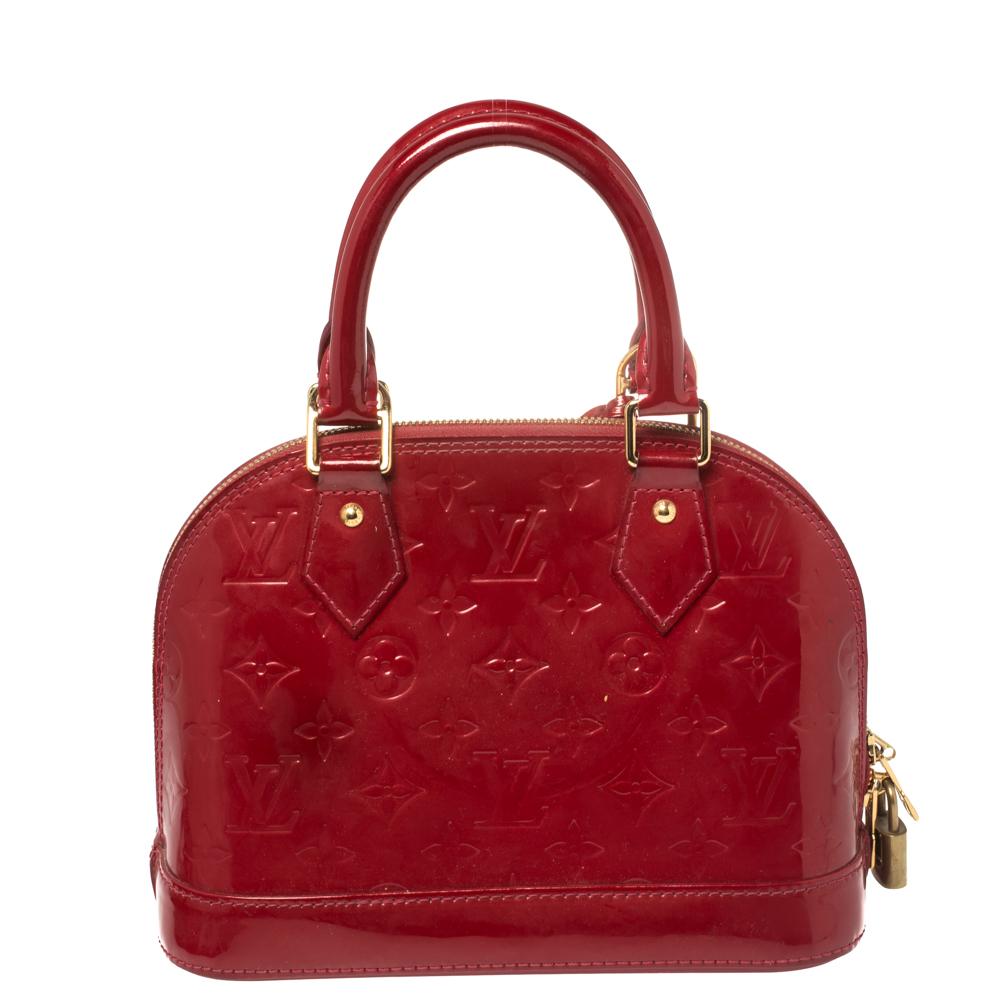 Red Louis Vuitton Pomme D’amour Monogram Vernis Alma BB Bag