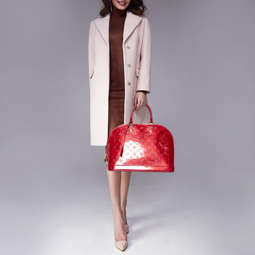 Red Louis Vuitton Pomme D’amour Monogram Vernis Alma GM Bag