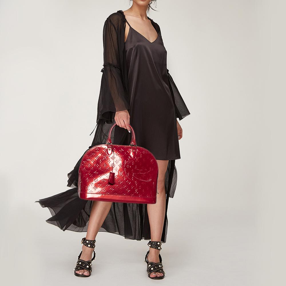 Red Louis Vuitton Pomme D’amour Monogram Vernis Alma GM Bag
