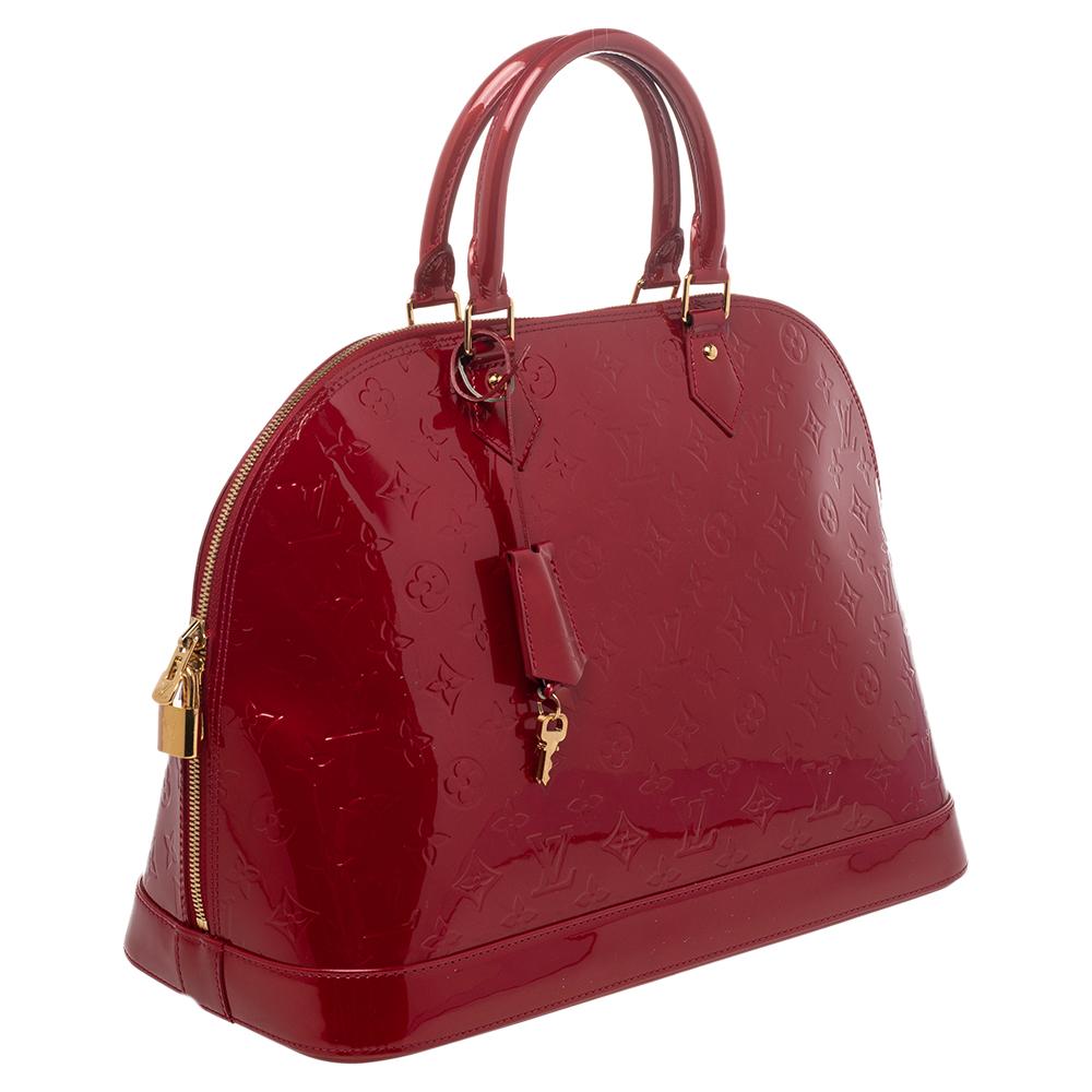 Red Louis Vuitton Pomme D’amour Monogram Vernis Alma GM Bag