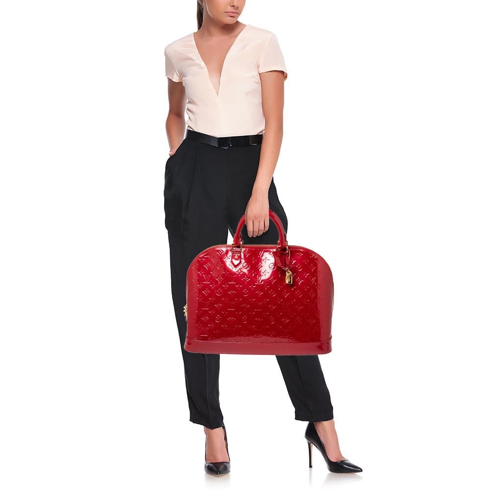 Red Louis Vuitton Pomme D’amour Monogram Vernis Alma GM XL Bag