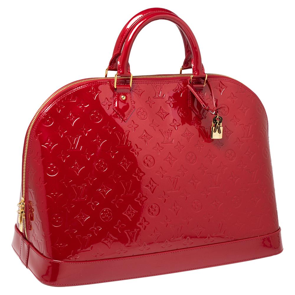 Louis Vuitton Pomme D’amour Monogram Vernis Alma GM XL Bag In Good Condition In Dubai, Al Qouz 2