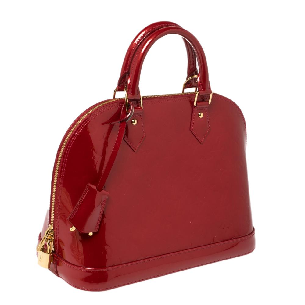 Red Louis Vuitton Pomme D’amour Monogram Vernis Alma PM Bag