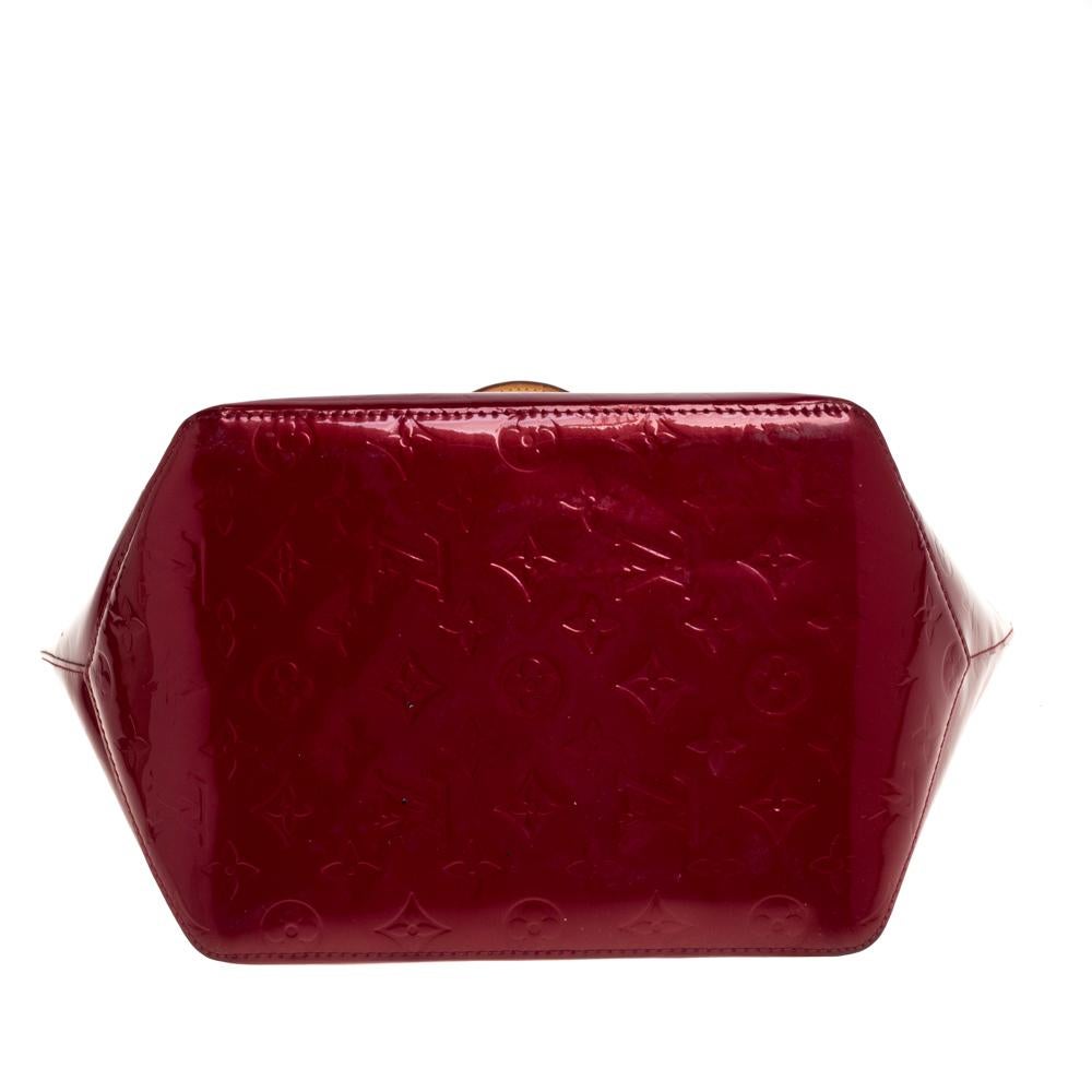 Red Louis Vuitton Pomme D’amour Monogram Vernis Bellevue PM Bag