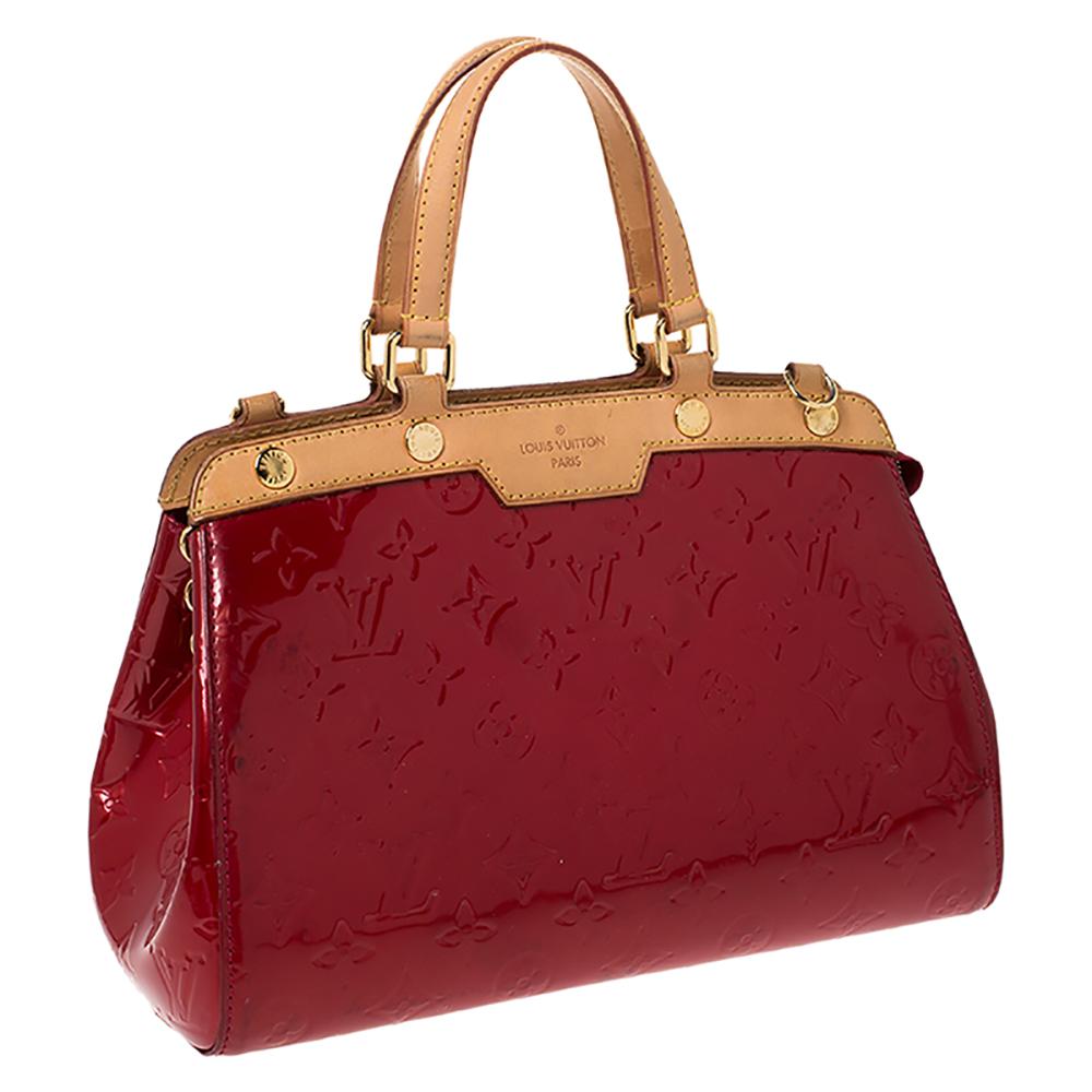 Red Louis Vuitton Pomme D'Amour Monogram Vernis Brea PM Bag