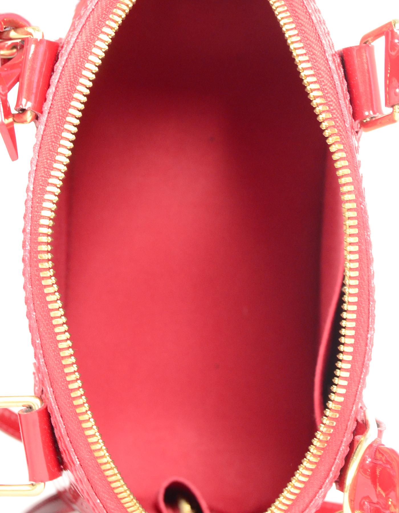 Louis Vuitton Pomme d'Amour Red Monogram Vernis Alma BB Bag W/ Crossbody Strap 2