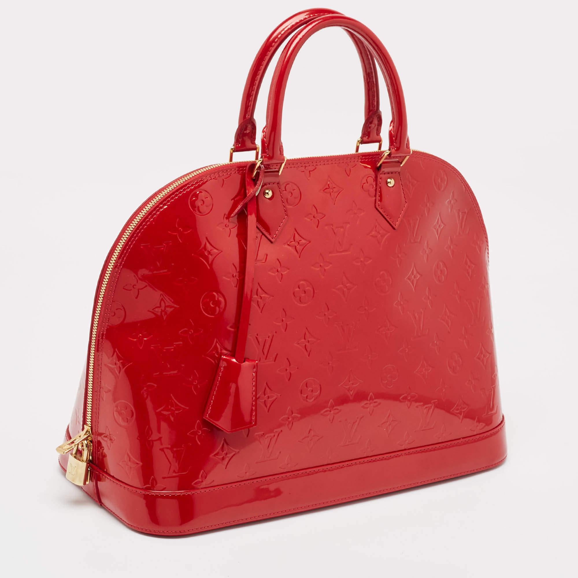Red Louis Vuitton Pomme D’amour Monogram Vernis Alma GM Bag For Sale