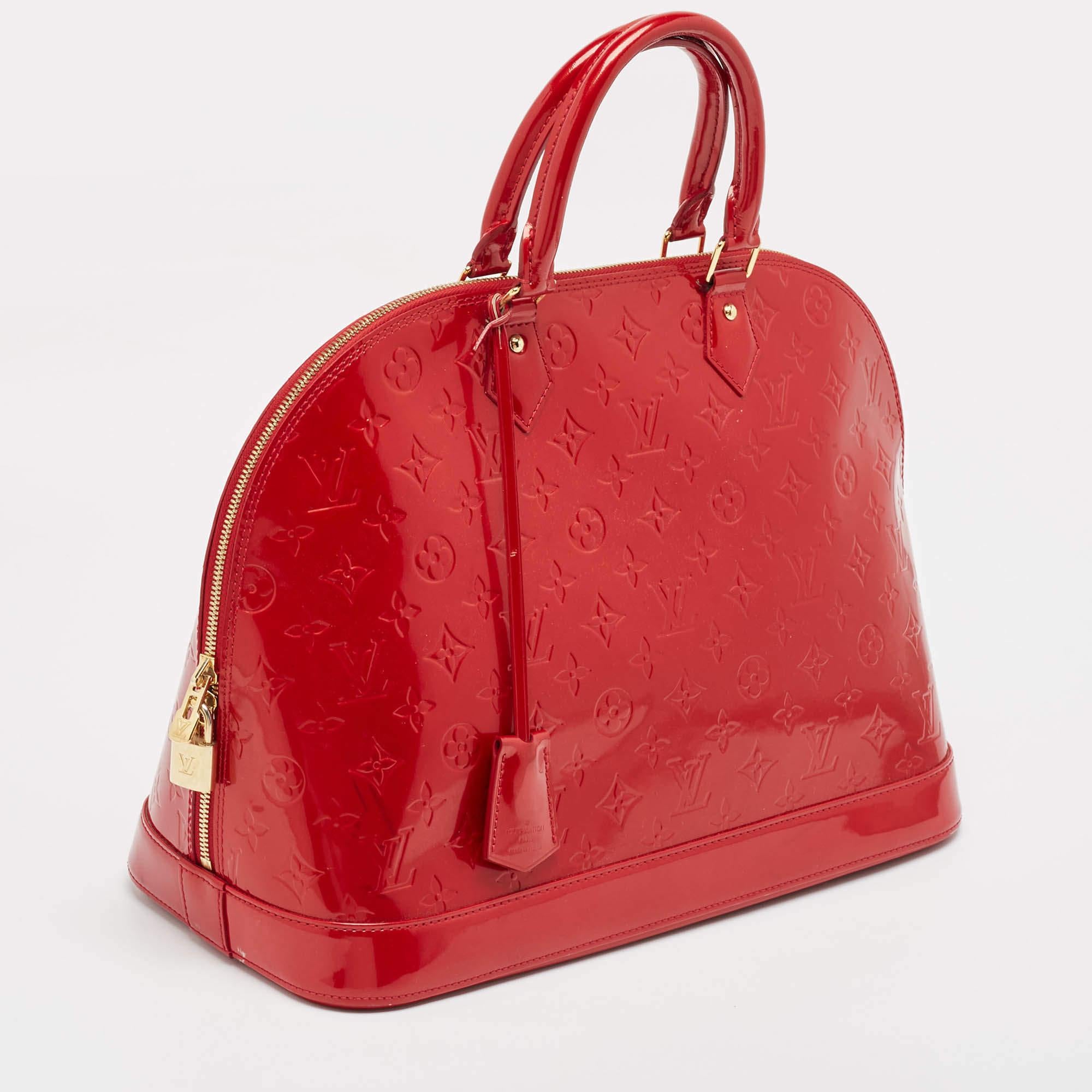 Red Louis Vuitton Pomme D’amour Monogram Vernis Alma GM Bag
