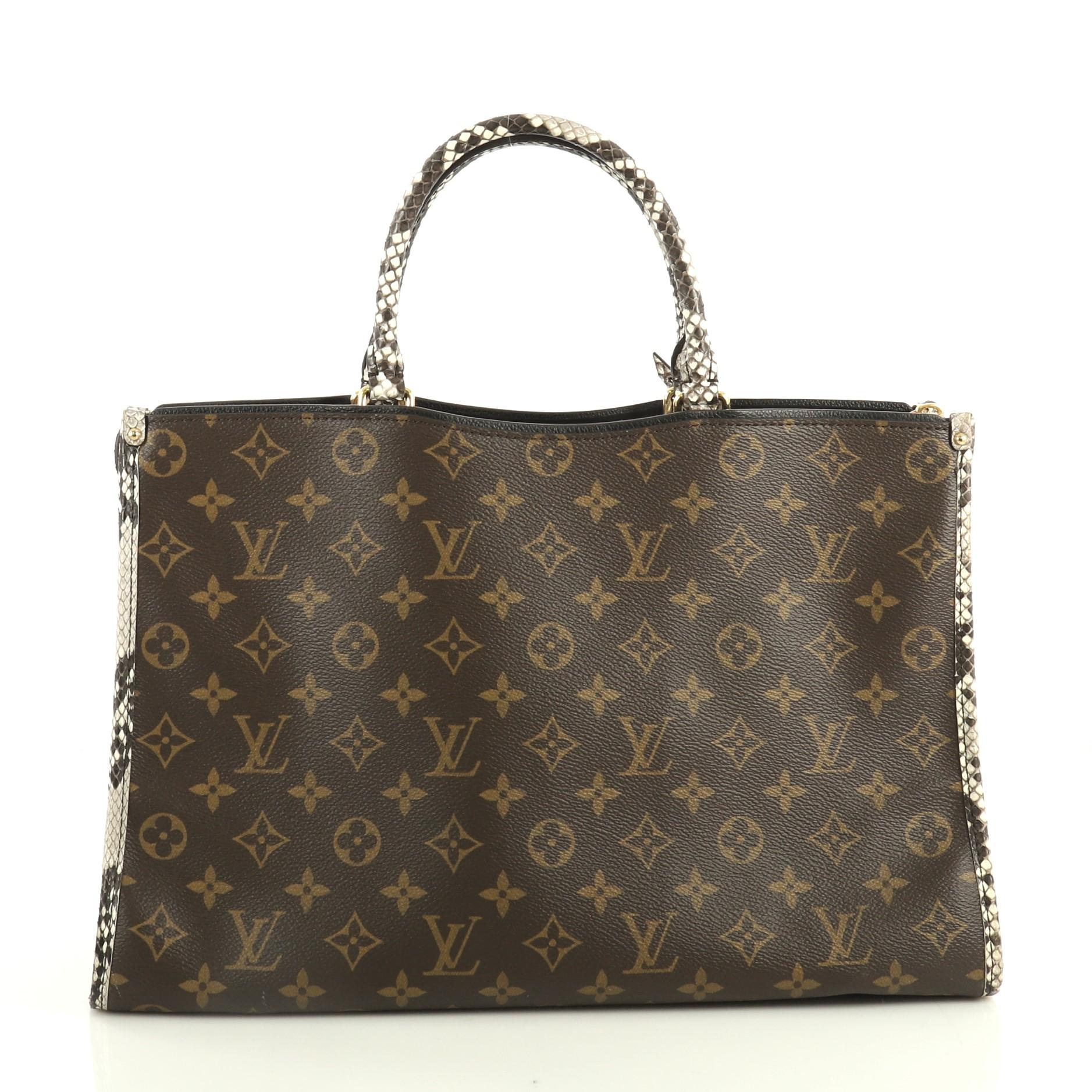 Black Louis Vuitton Popincourt NM Handbag Monogram Canvas with Python MM