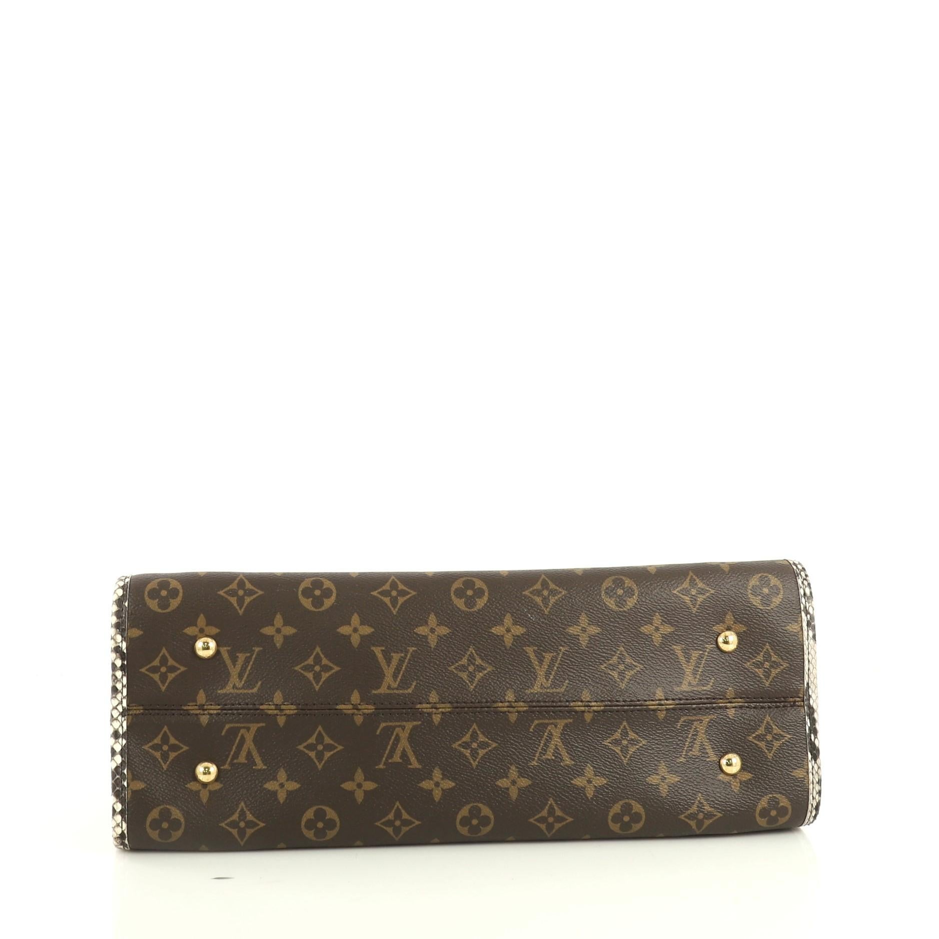 Louis Vuitton Popincourt NM Handbag Monogram Canvas with Python MM In Good Condition In NY, NY