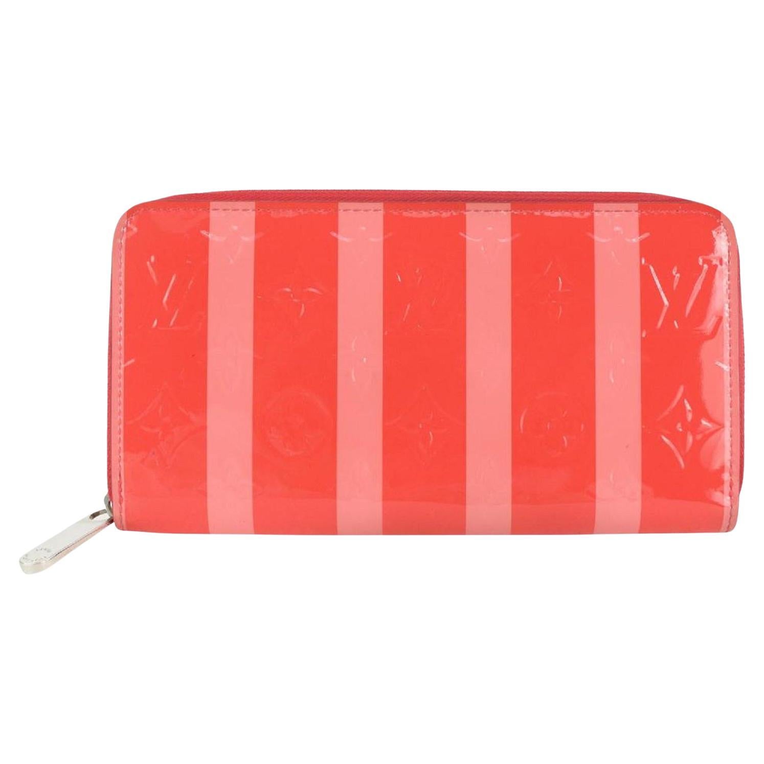 Louis Vuitton Poppy Rayures Monogramm Vernis Zippy Geldbörse 104lv51