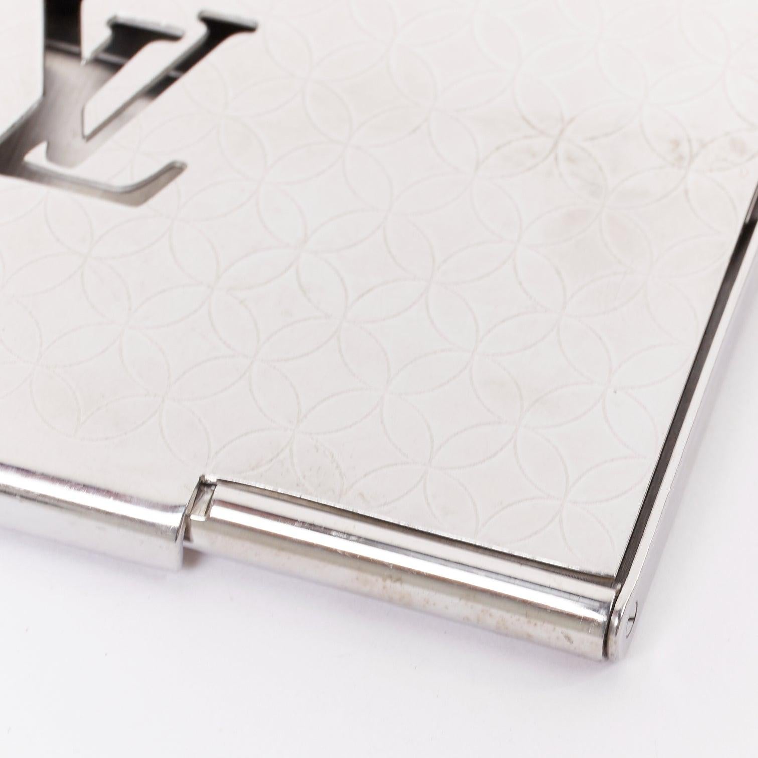 LOUIS VUITTON Porte Carte Champs Elysees metal tono plata  tarjetero recortado Plata en venta