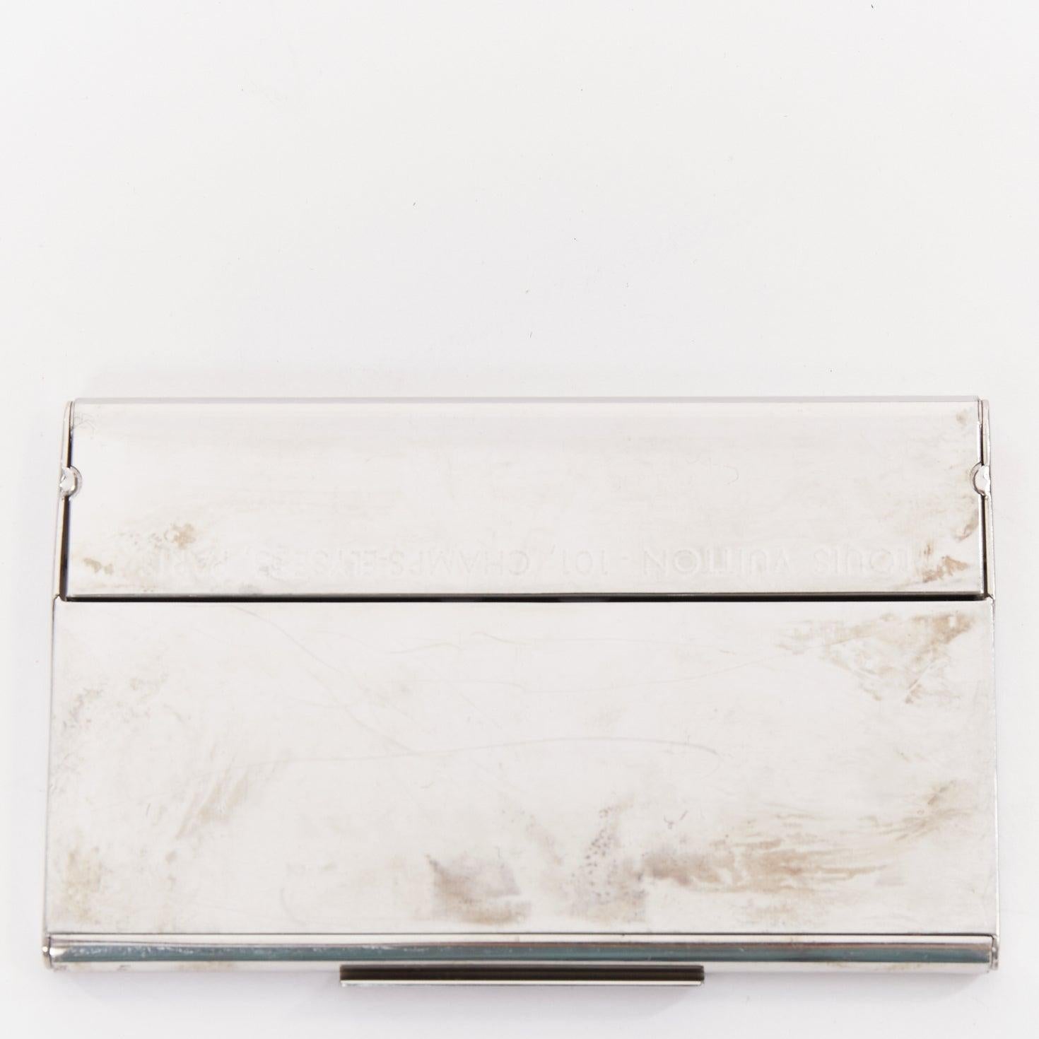 De las mujeres LOUIS VUITTON Porte Carte Champs Elysees metal tono plata  tarjetero recortado en venta