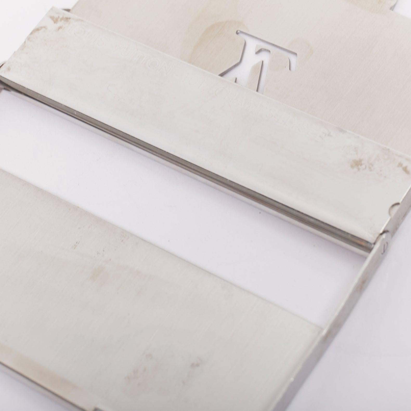 LOUIS VUITTON Porte Carte Champs Elysees metal tono plata  tarjetero recortado en venta 2
