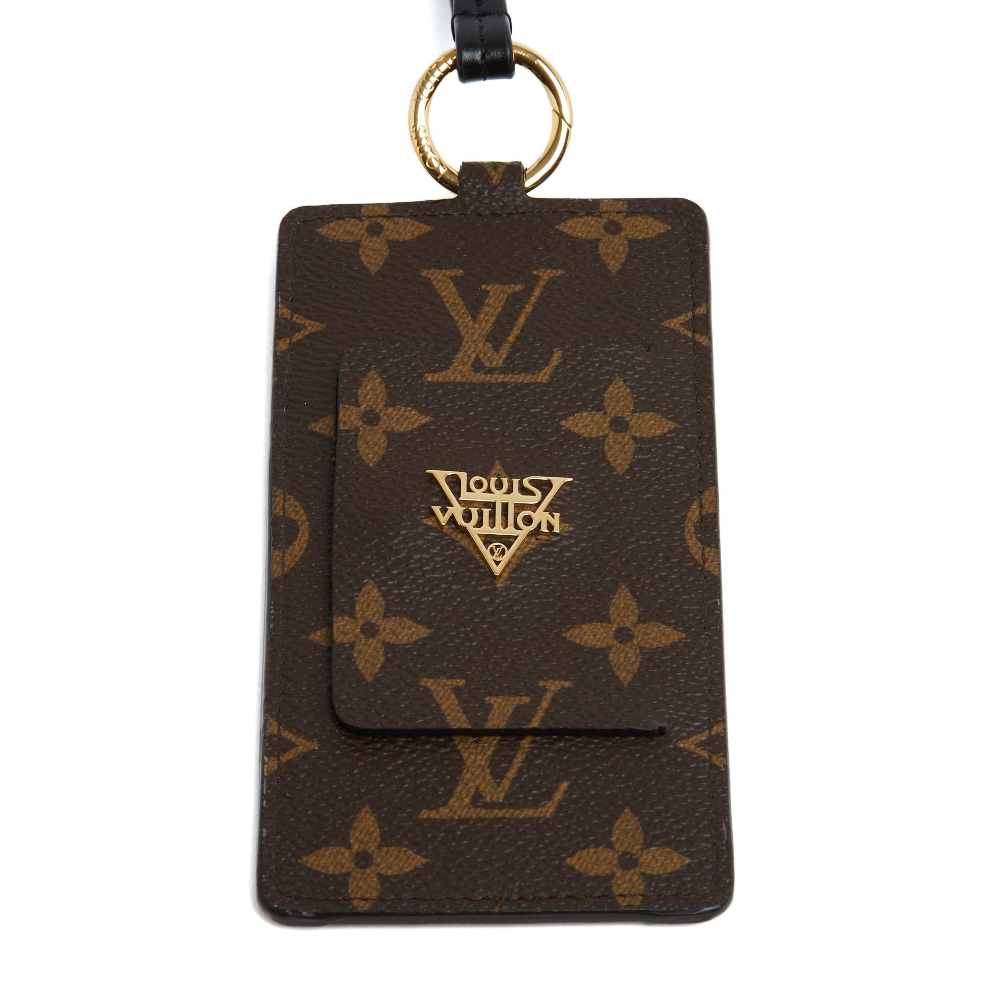 Nero Louis Vuitton Porte Cartes Collier LV Monogram Card Holder Collana Pristine in vendita