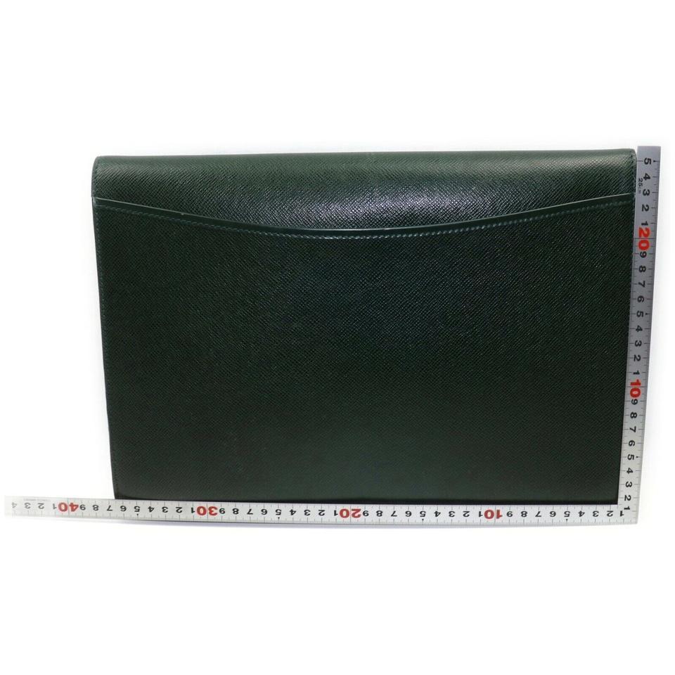 Women's Louis Vuitton Porte Document Volga Fold Clutch Taiga Leather Portfolio 872793 