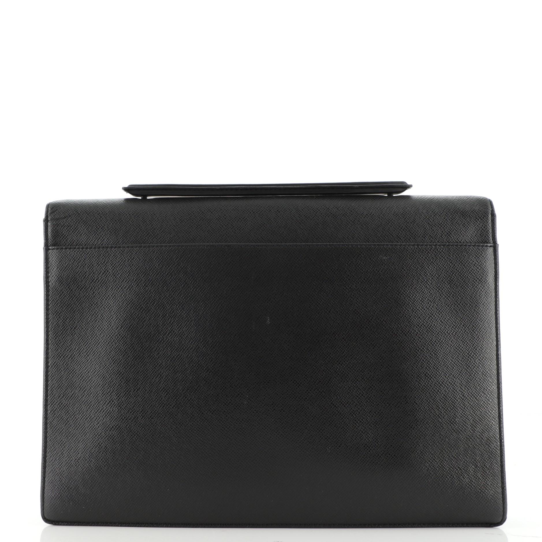 Black Louis Vuitton Porte-Documents Angara Handbag Taiga Leather