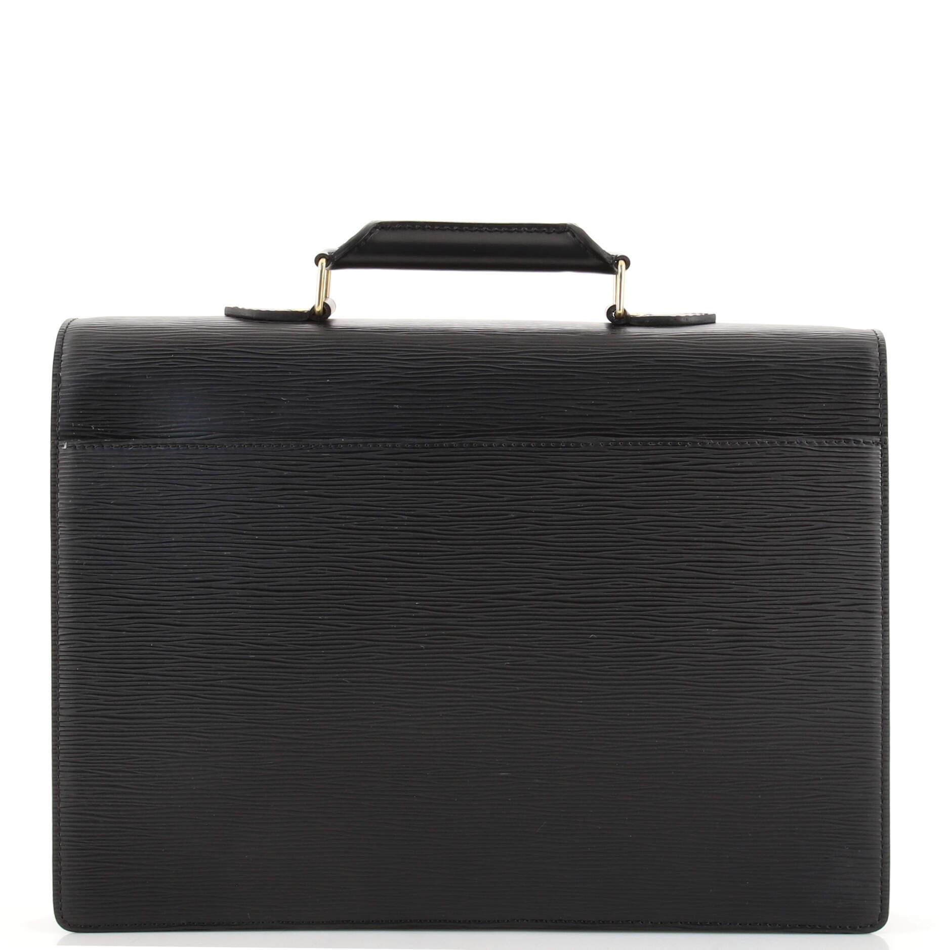 Black Louis Vuitton Porte Documents Bandouliere Epi Leather