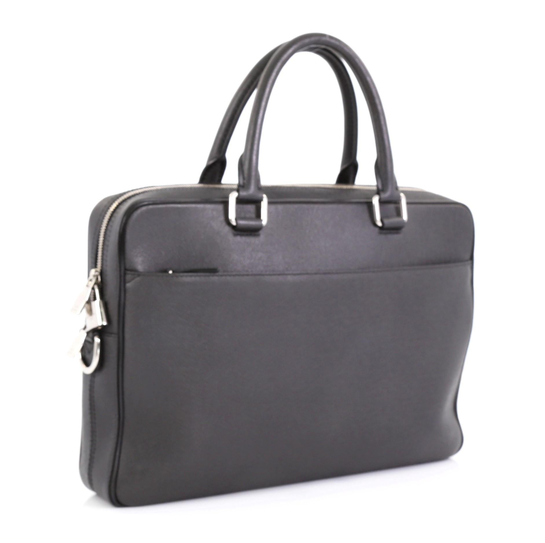 Black Louis Vuitton Porte-Documents Business Bag Taiga Leather PM