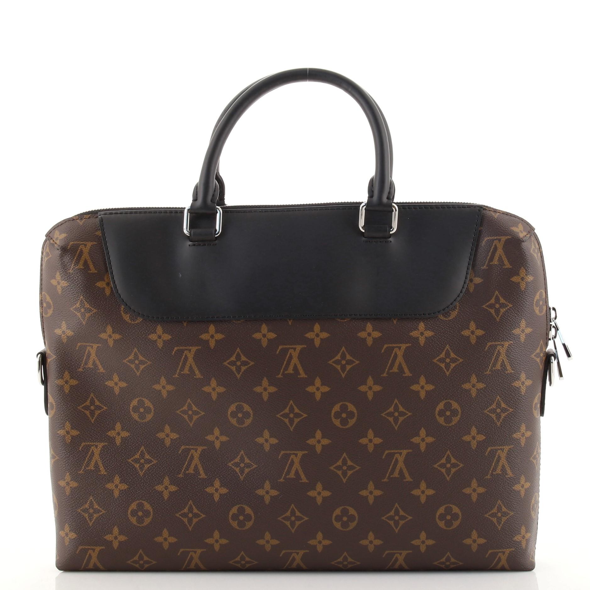 Black Louis Vuitton Porte-Documents Jour Bag NM Macassar Monogram Canvas