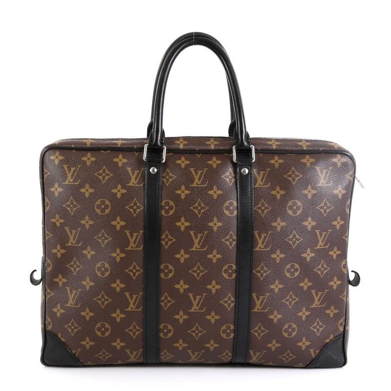 Louis Vuitton Porte-Documents Voyage Bag Macassar Monogram Canvas In Good Condition In NY, NY