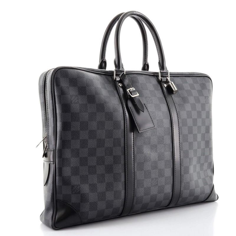 Black Louis Vuitton Porte-Documents Voyage Briefcase Damier Graphite