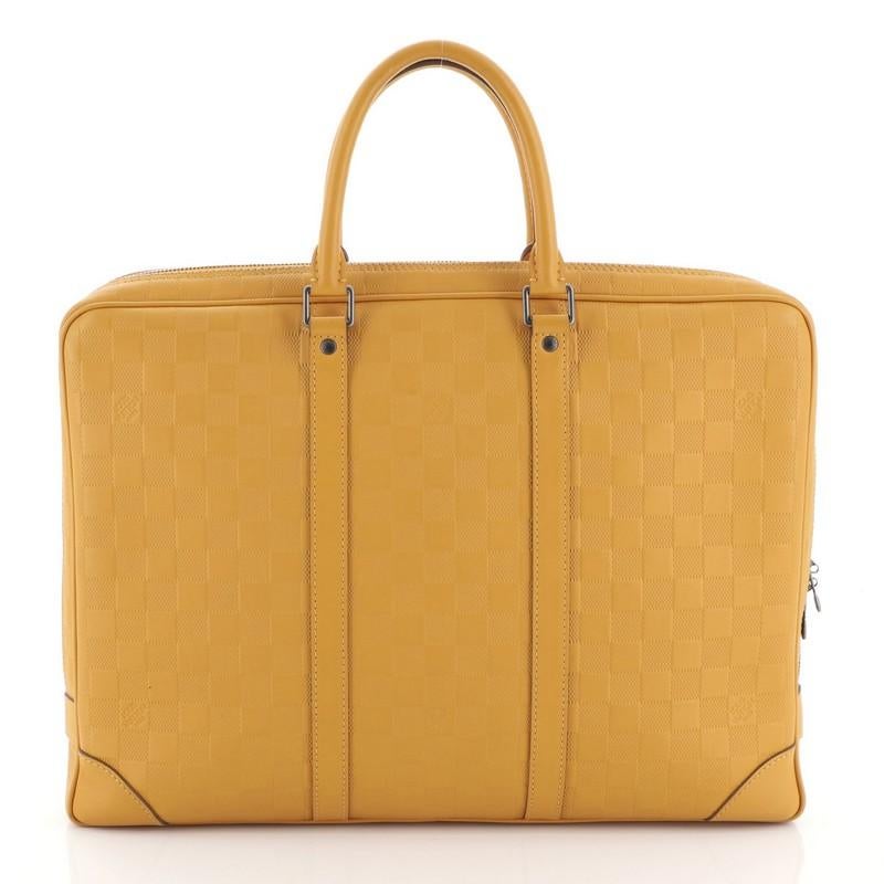 Orange Louis Vuitton Porte-Documents Voyage Briefcase Damier Infini Leather