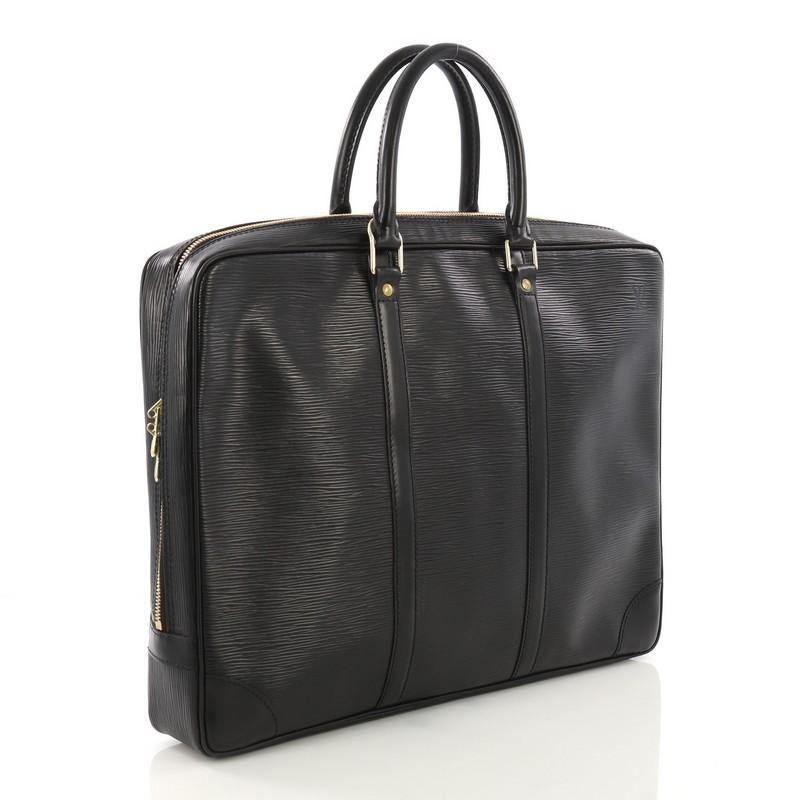 Black Louis Vuitton Porte-Documents Voyage Briefcase Epi Leather