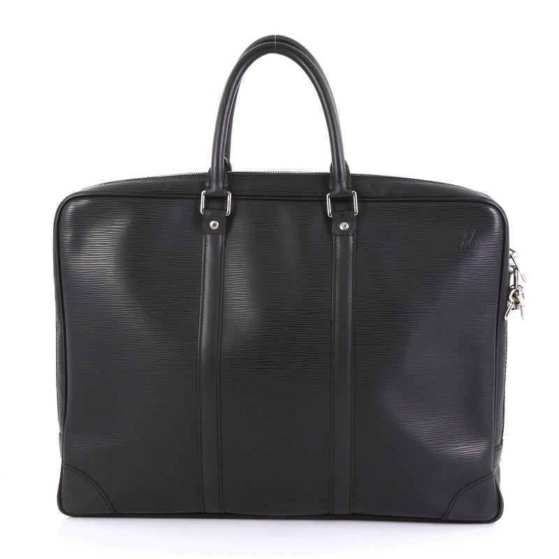 Black Louis Vuitton Porte-Documents Voyage Briefcase Epi Leather