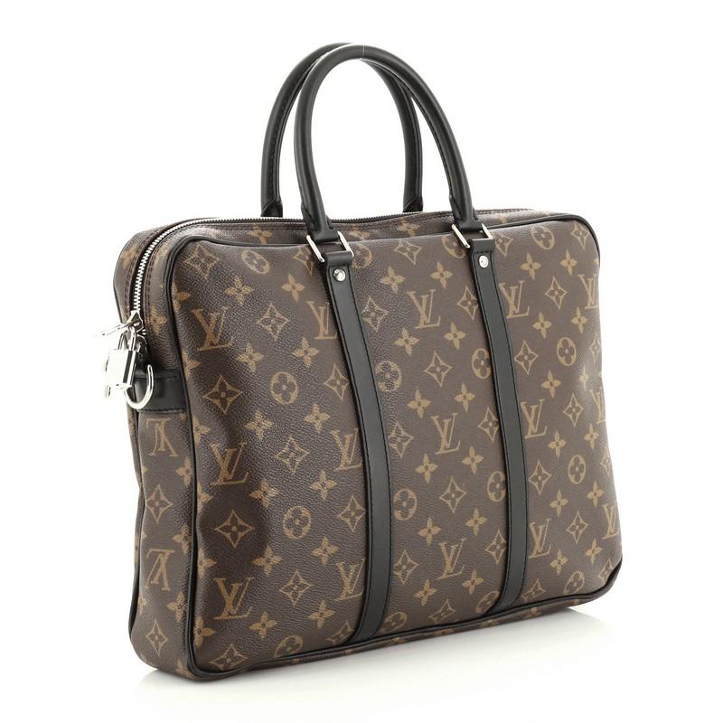 Louis Vuitton Porte-Documents Voyage Briefcase Macassar Monogram Canvas  In Good Condition In NY, NY