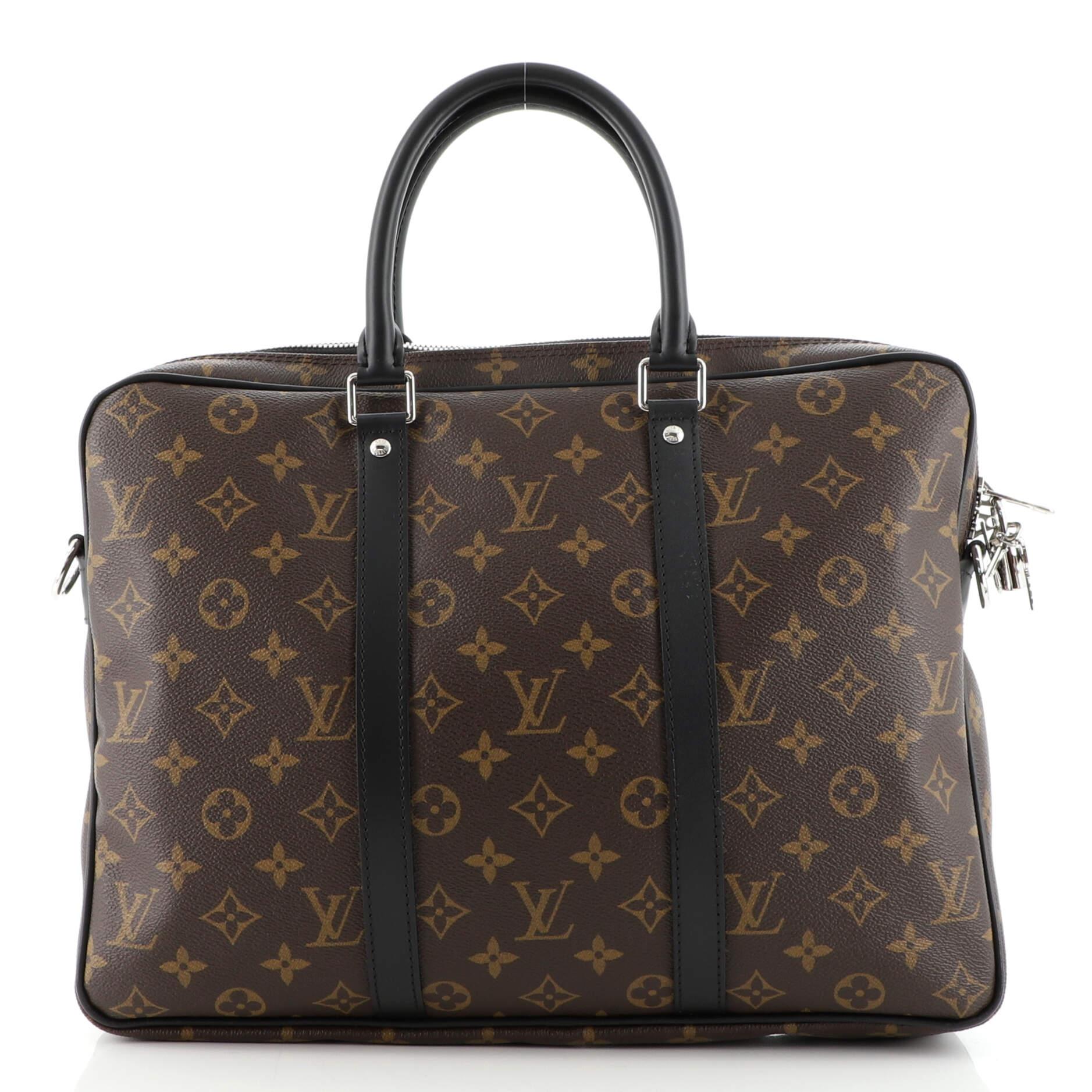 Louis Vuitton Porte-Documents Voyage Briefcase Macassar Monogram Canvas PM In Good Condition In NY, NY