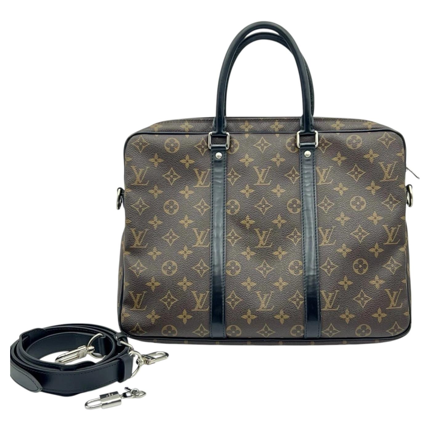 Louis Vuitton Porte Documents Voyage PM Monogram Macassar Canvas Briefcase