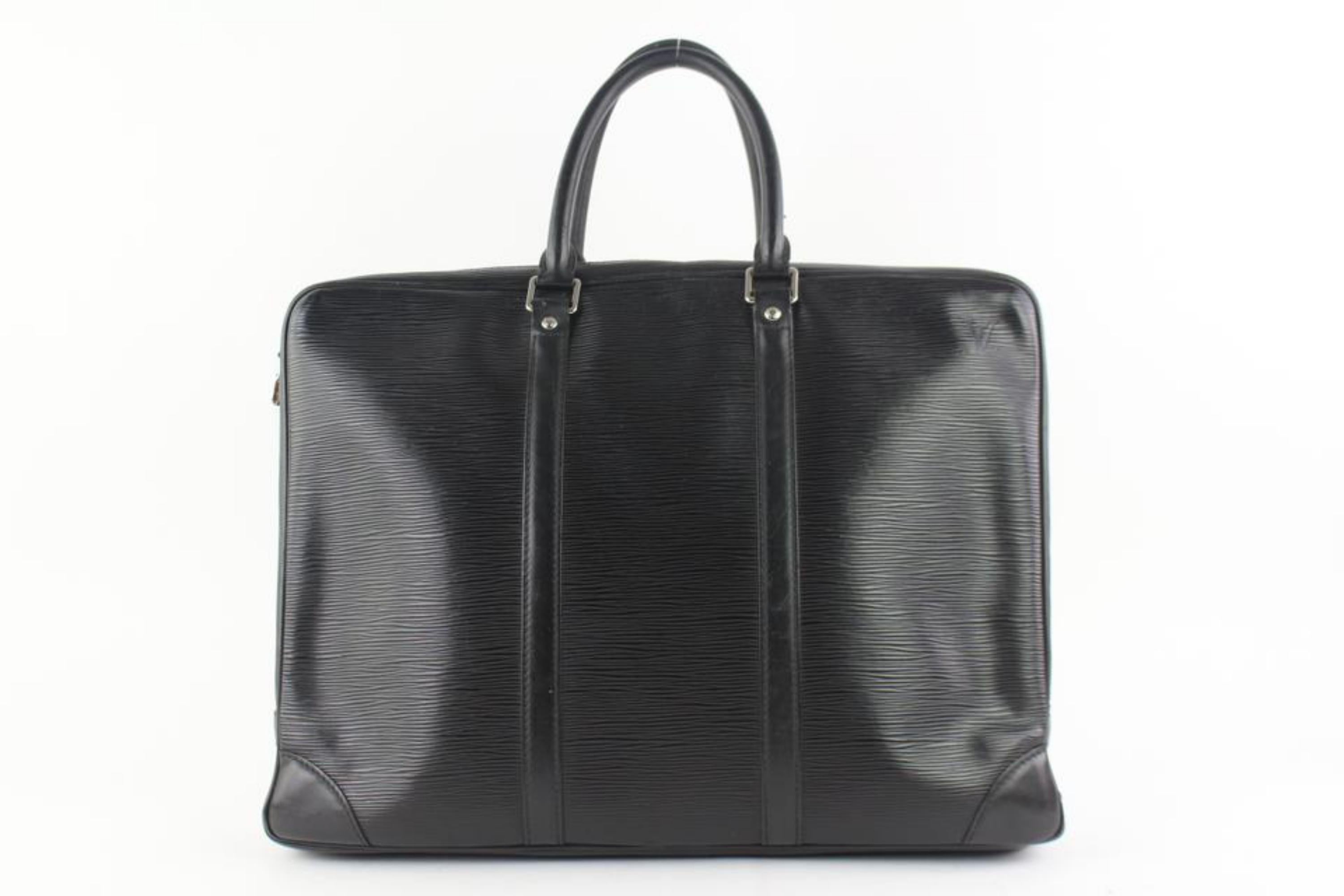 Louis Vuitton Porte-Documents Voyage Porte Noir 15lz0914 Black Leather LaptopBag For Sale 1