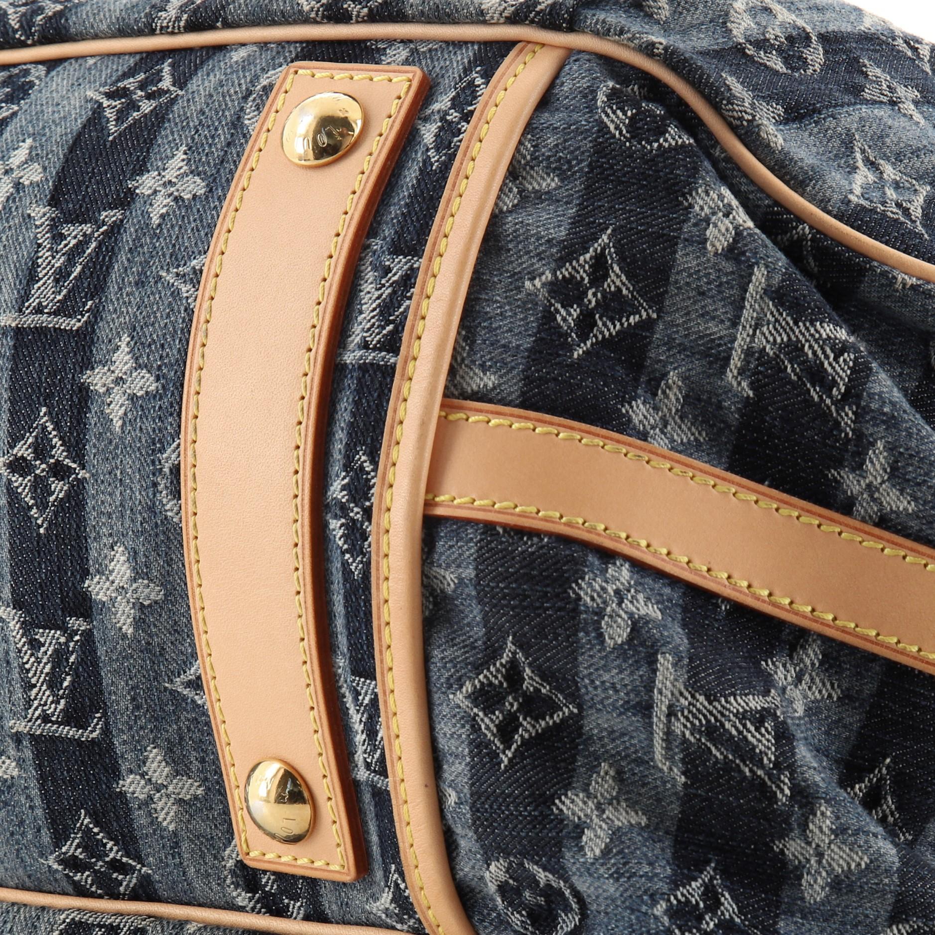 Louis Vuitton Porte Epaule Raye Handbag Striped Monogram Denim GM 1
