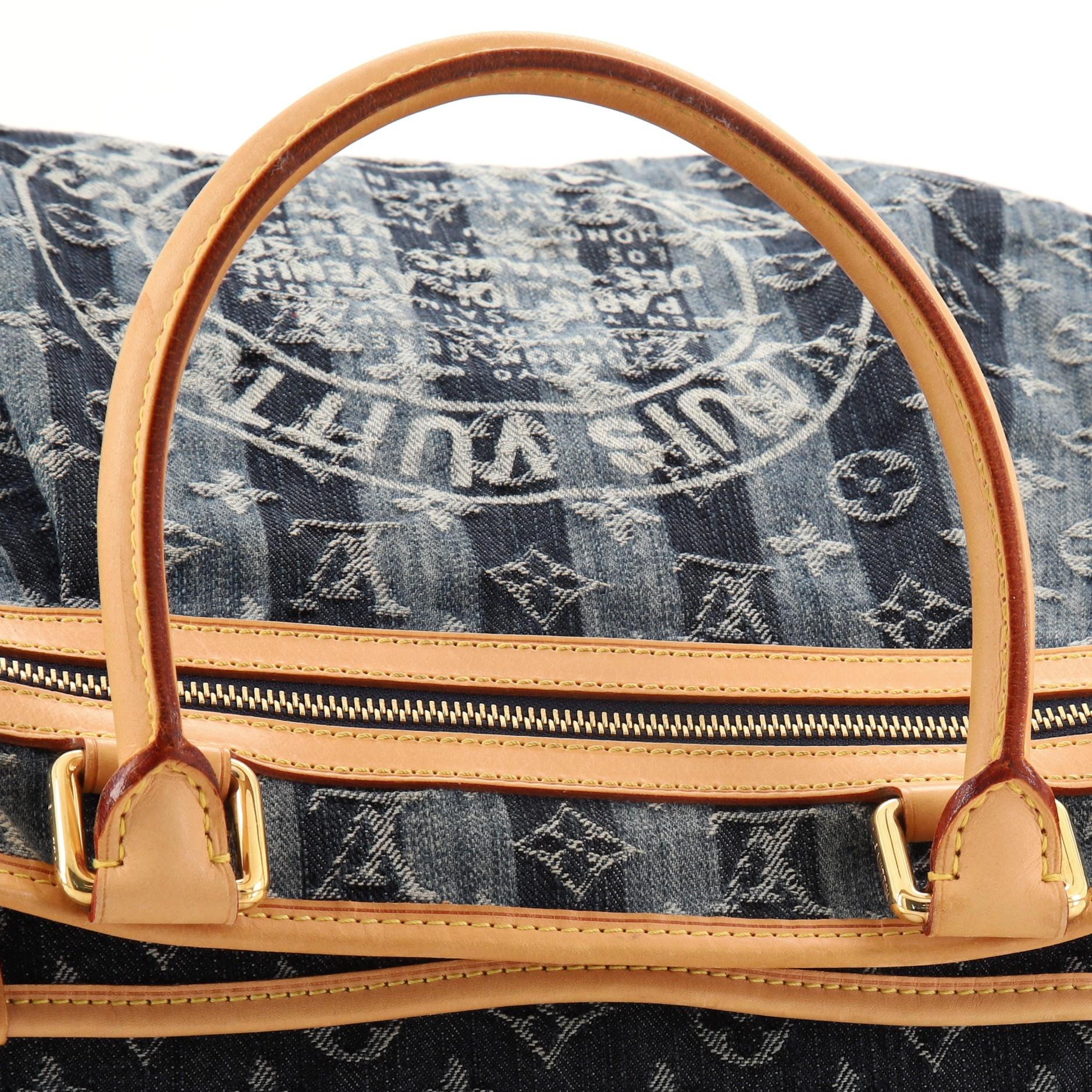 Louis Vuitton Porte Epaule Raye Handbag Striped Monogram Denim GM 2