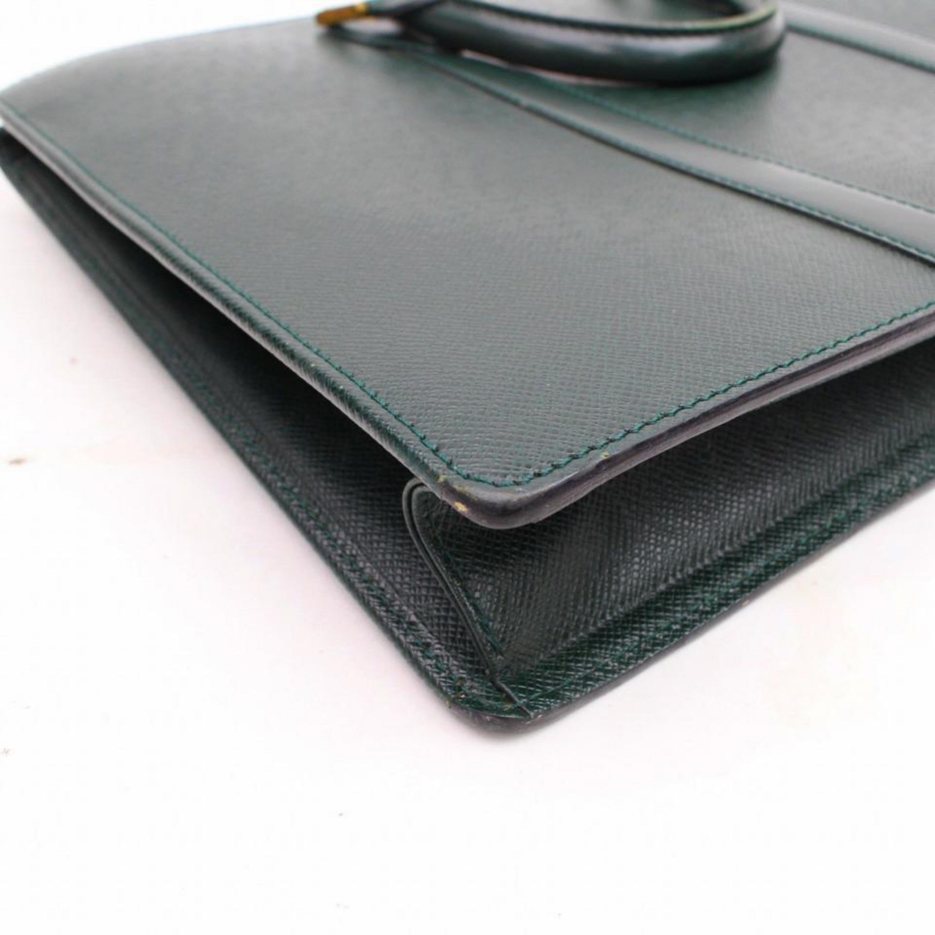 Louis Vuitton Porte Epicea Taiga Documents Lozan 868154 Green Leather Laptop Bag For Sale 6
