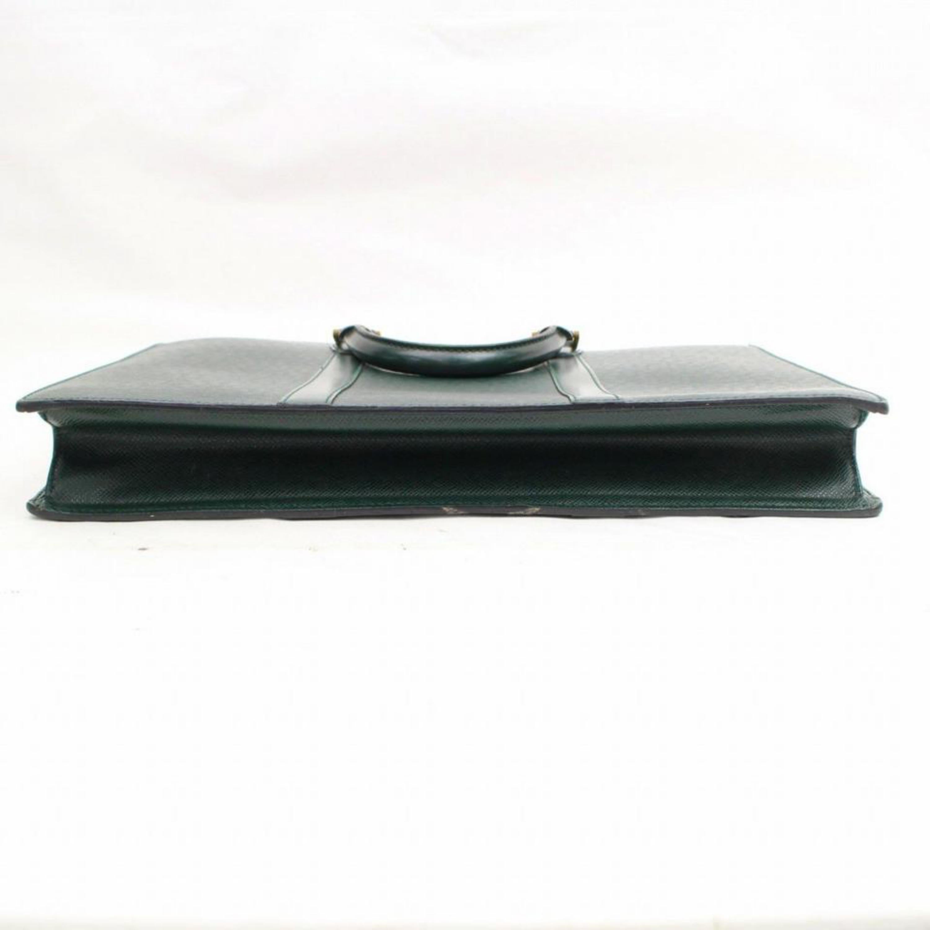 Louis Vuitton Porte Epicea Taiga Documents Lozan 868154 Green Leather Laptop Bag For Sale 1
