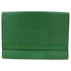 Louis Vuitton Porte Large Borneo Document Fold 870390 Green Leather Clutch